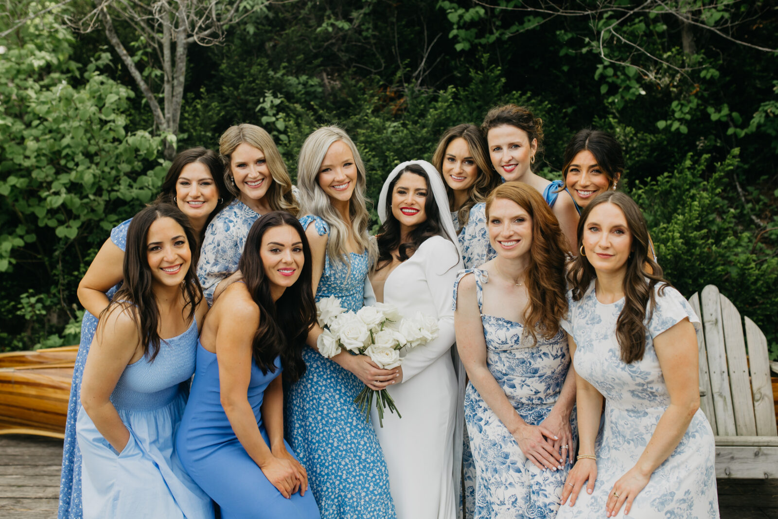 A photo of the bride and her bridesmaids 