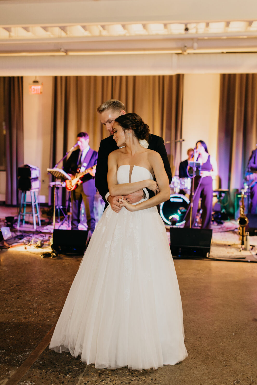 A photo of the newlyweds' first dance as a married couple.