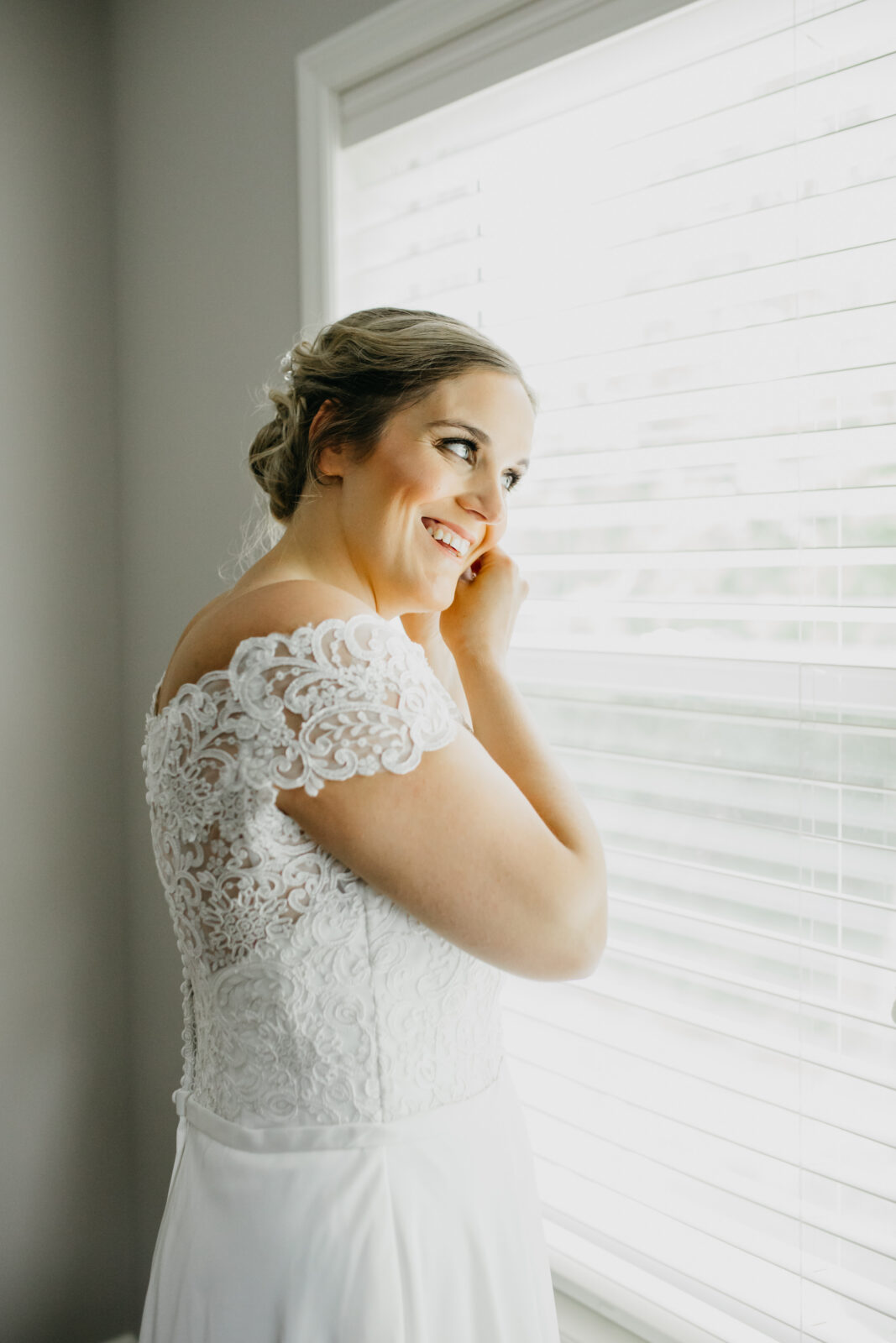 A photo of the bride during her preparation for her wedding day