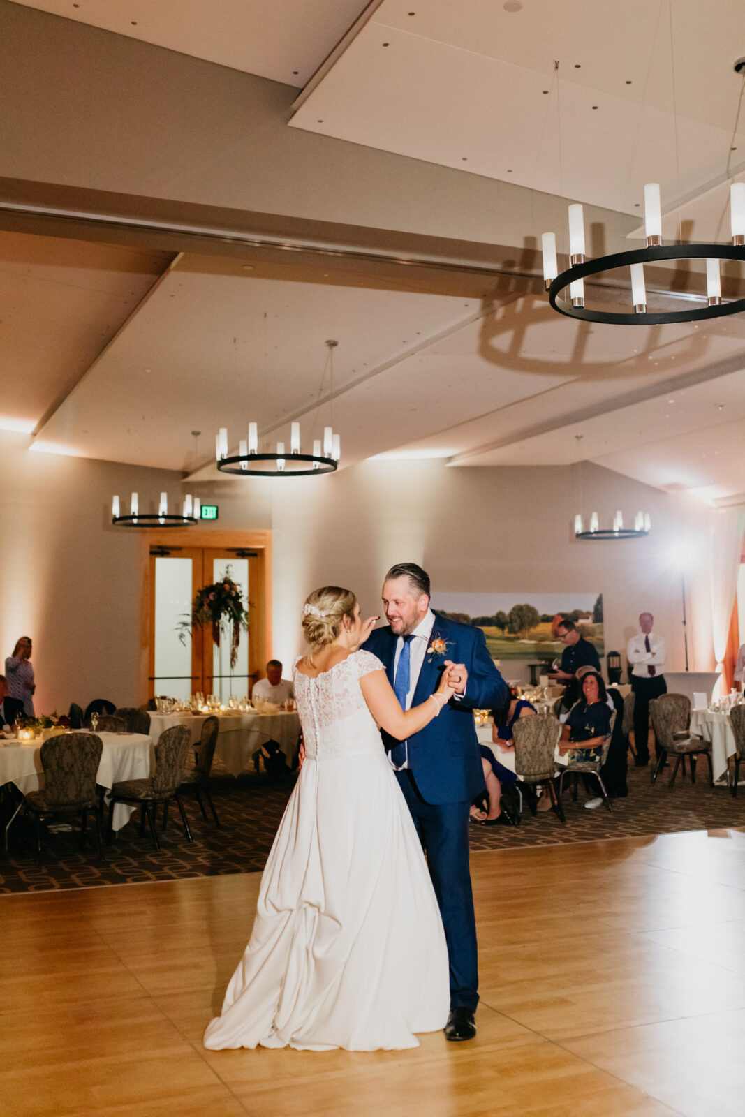 A lovely photo of the newlyweds' first dance as a married couple