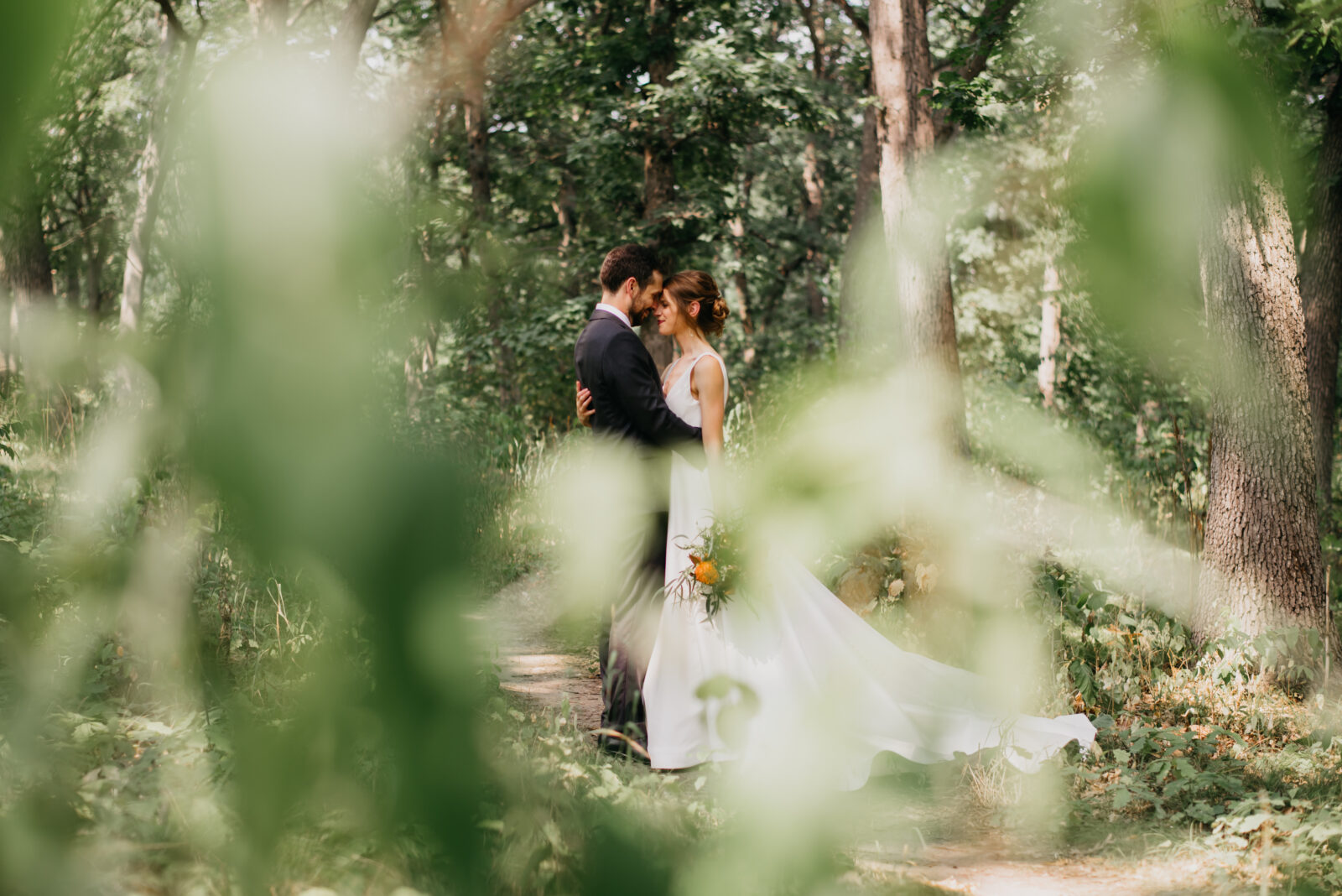 Photo of the bride and groom during their Silverwood Wedding