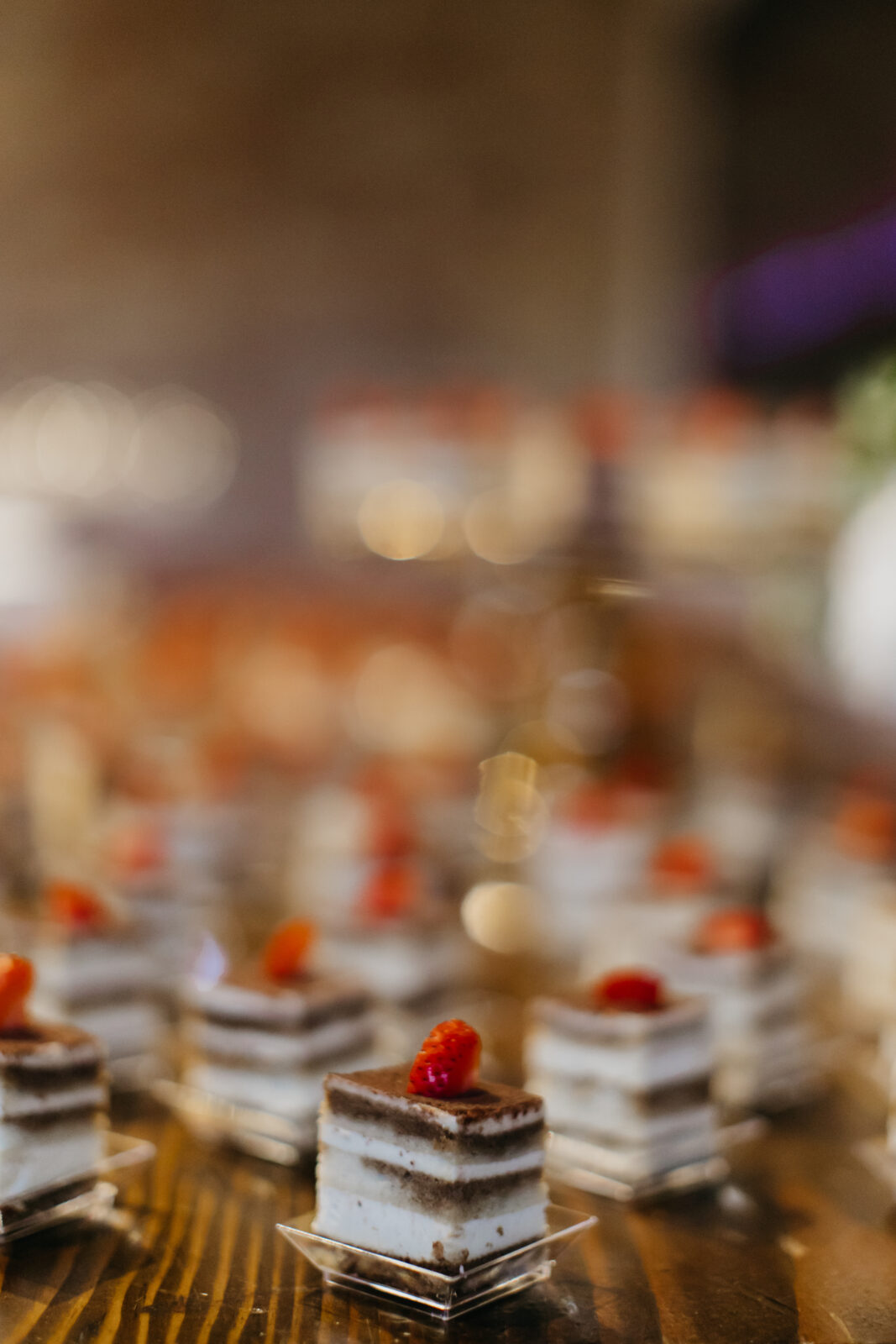 Desserts served at the reception during a wedding day