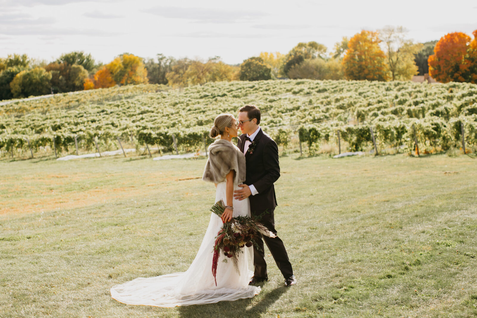Bride and Groom photographed by a Schram Vineyard Wedding Photographer