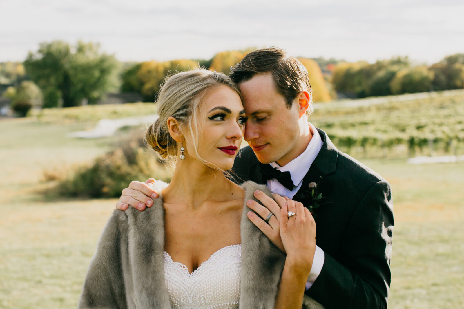 Bride and Groom photographed by a Schram Vineyard Wedding Photographer