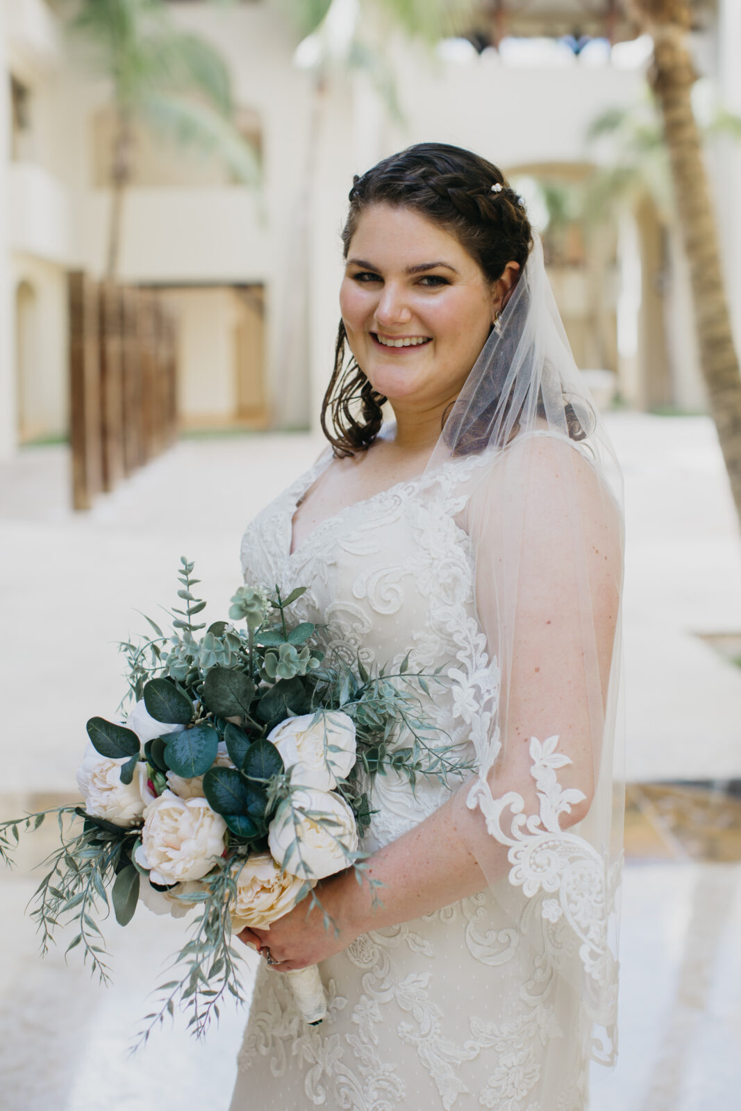 A photo of the bride on her wedding day