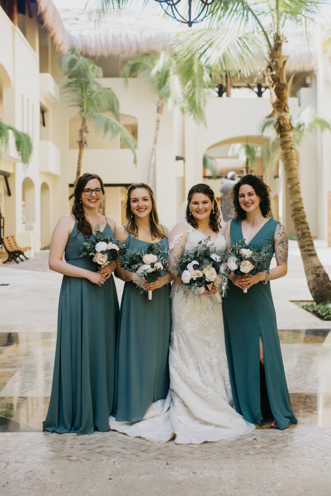 A photo of the bride and her bridesmaids