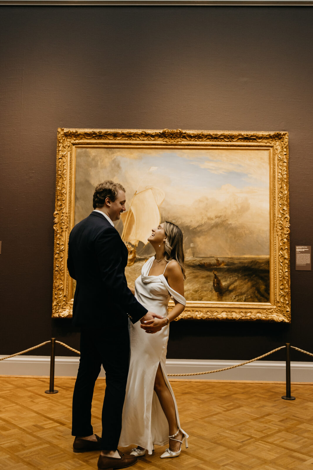 Engagement photos of Jack and Annelise in a Chicago museum