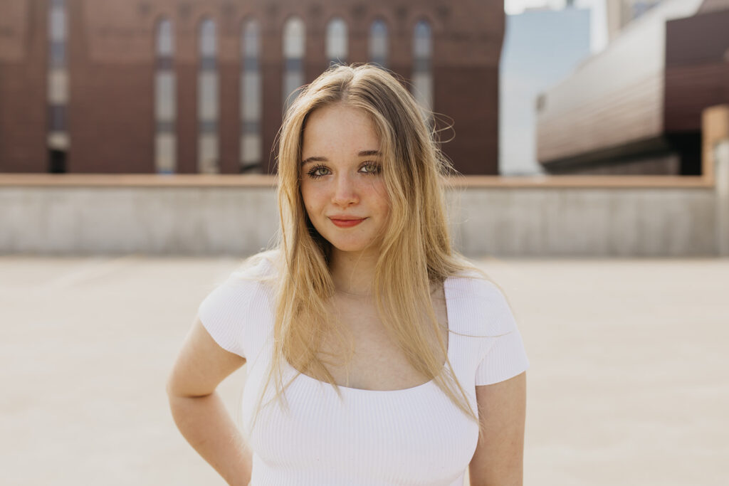 medium shot of an edina high school senior