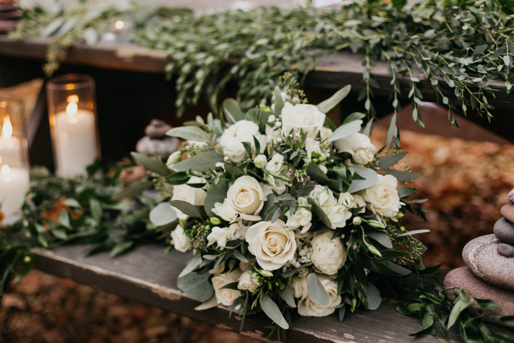 Flower details during a fall wedding