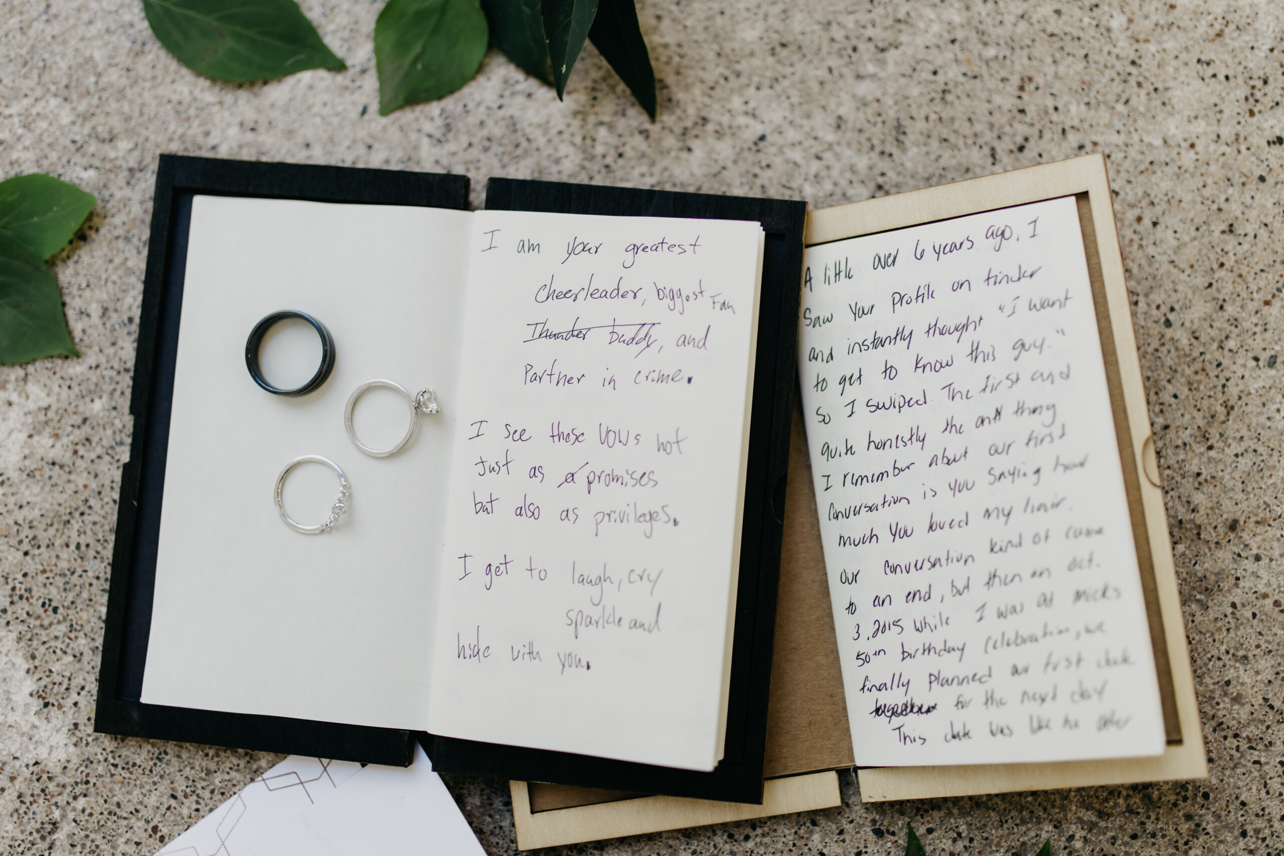 a couple's wedding letters to each other