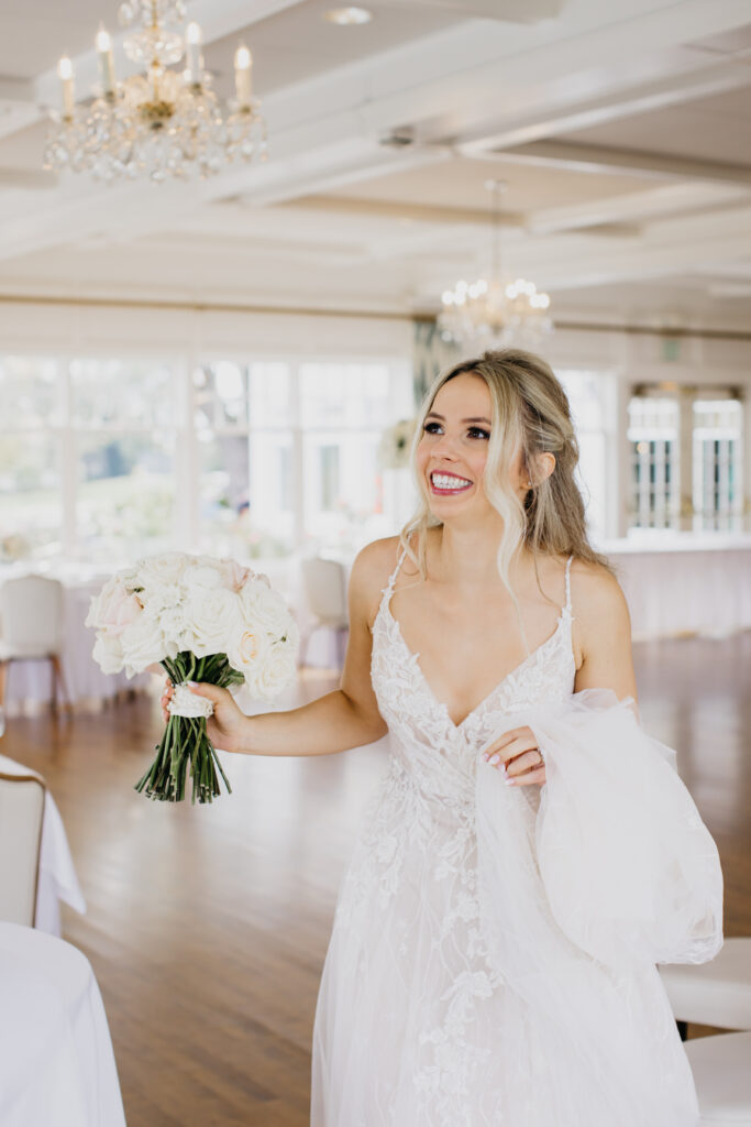 Photo of the bride being excited