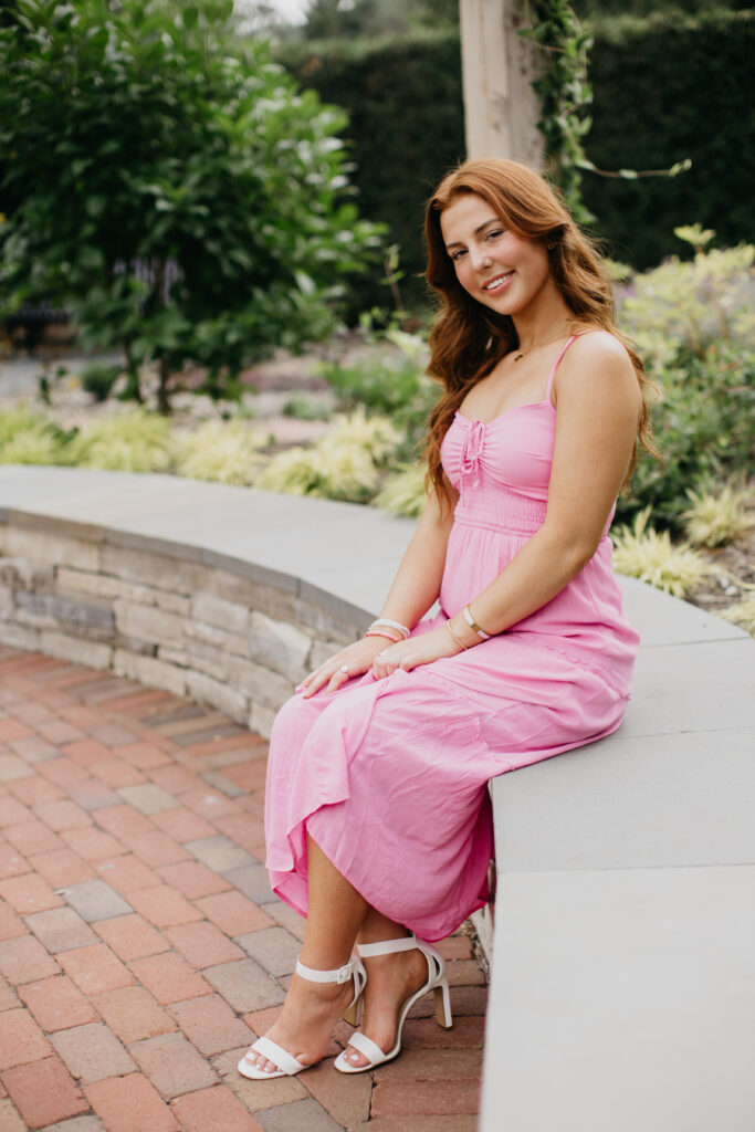 Visitation School Senior Photos of Sydney in pink dress