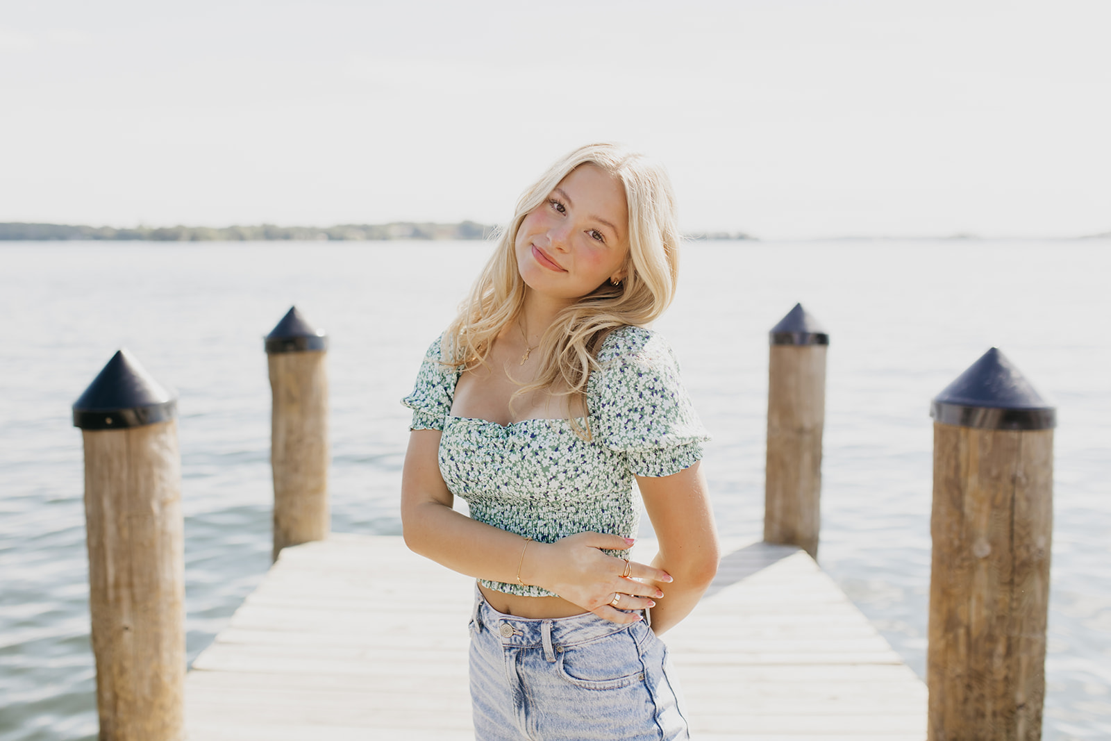 Photo of an Edina High School senior at Wayzata docks