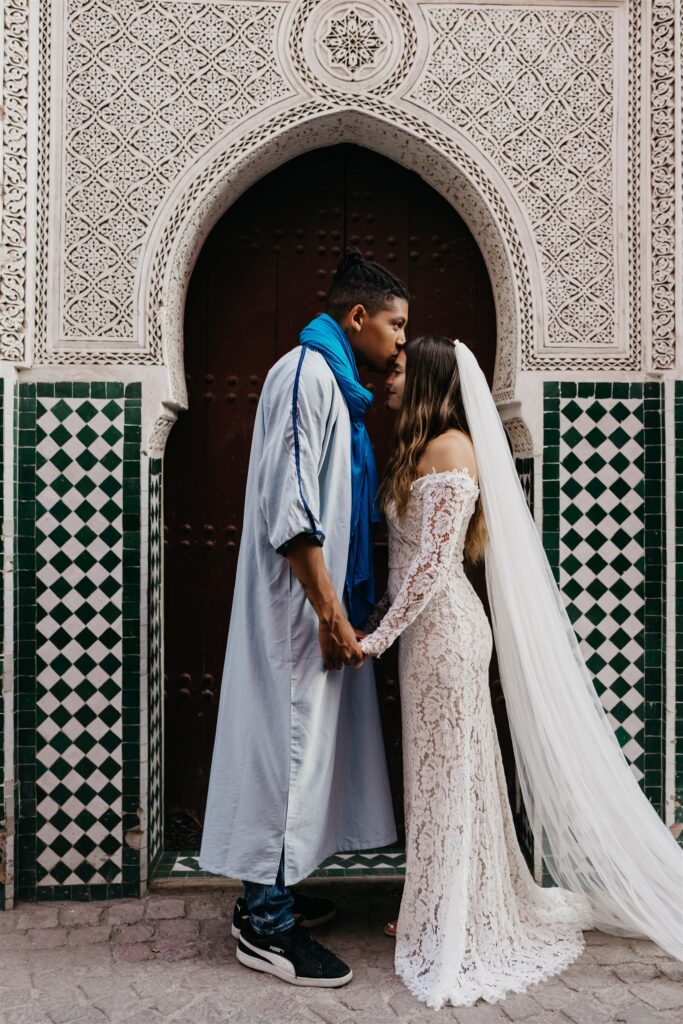 Photo of a couple during their elopement in marrakesh, morocco