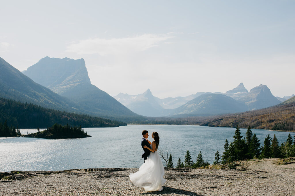 Photo of a couple posing at Glacier National Park