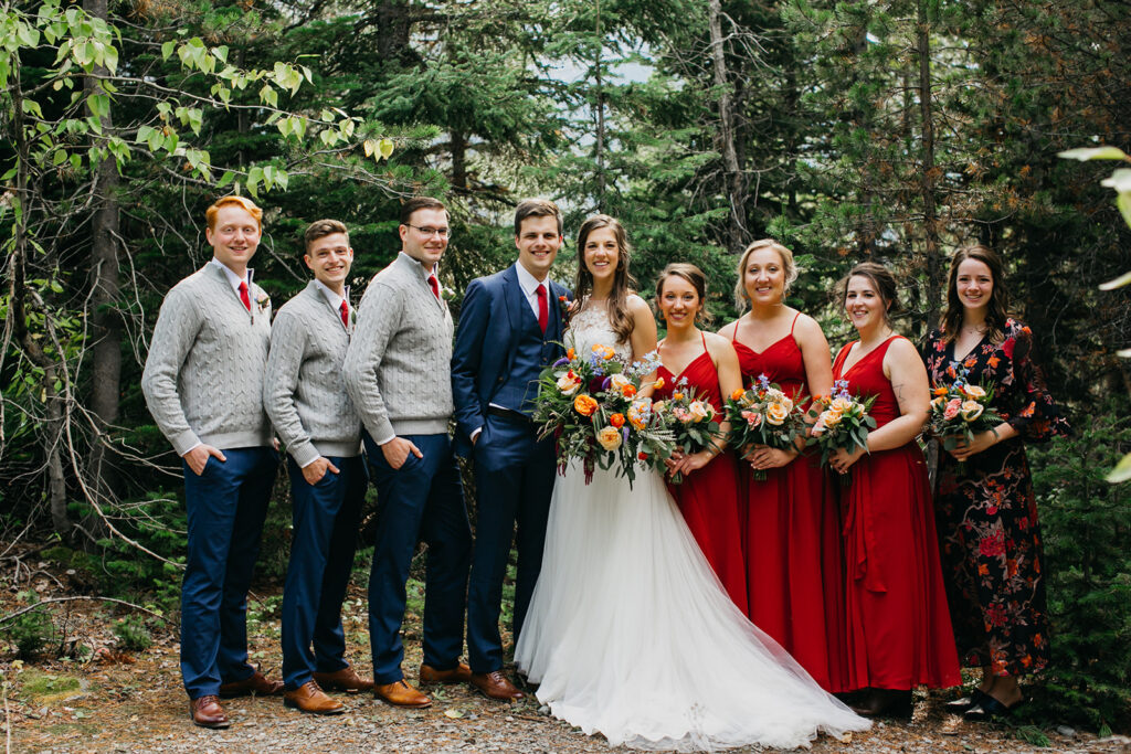 Group photo with the newlyweds at Glacier National Park
