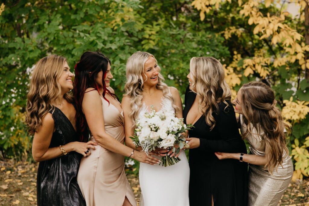 Photos of the bride and her friends at the Nicollet Island Pavilion
