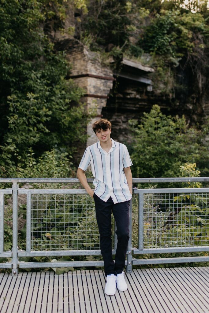 Jonah's senior photo session by the Ruins Park in Minneapolis