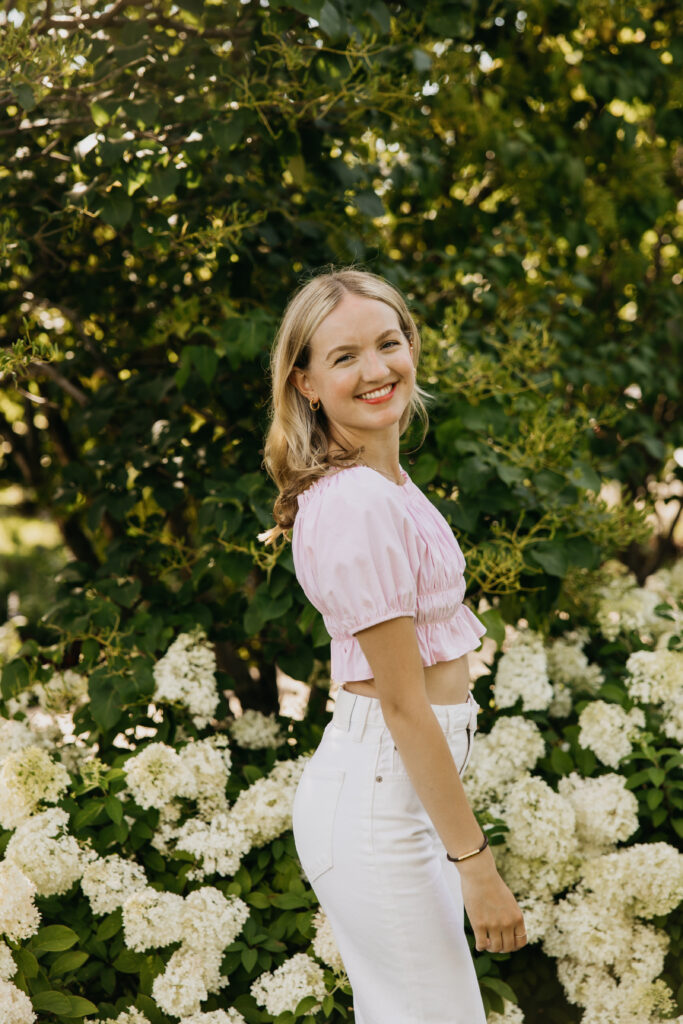 Visitation High School Senior Photos of Maddie by the summer blooms