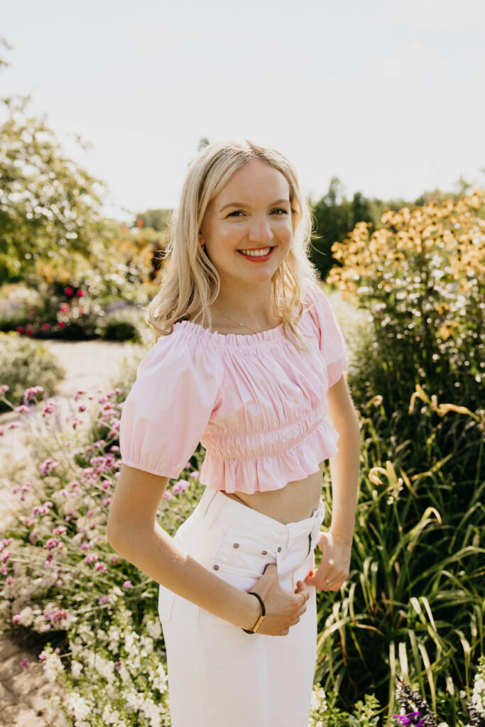 Visitation High School Senior Photos of Maddie by the summer blooms