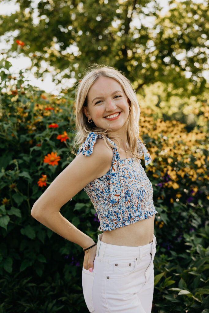 Visitation High School Senior Photos of Maddie by the summer blooms