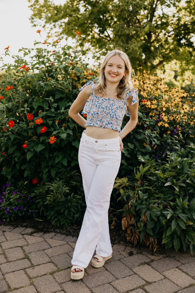 Visitation High School Senior Photos of Maddie by the summer blooms