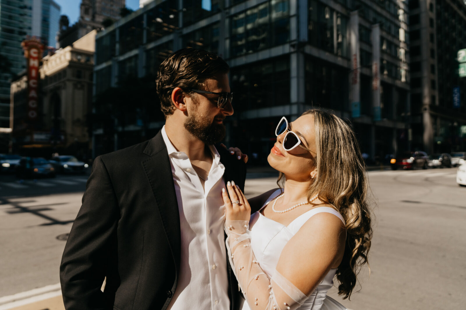 Chicago Engagement Photos at The Chicago Theatre