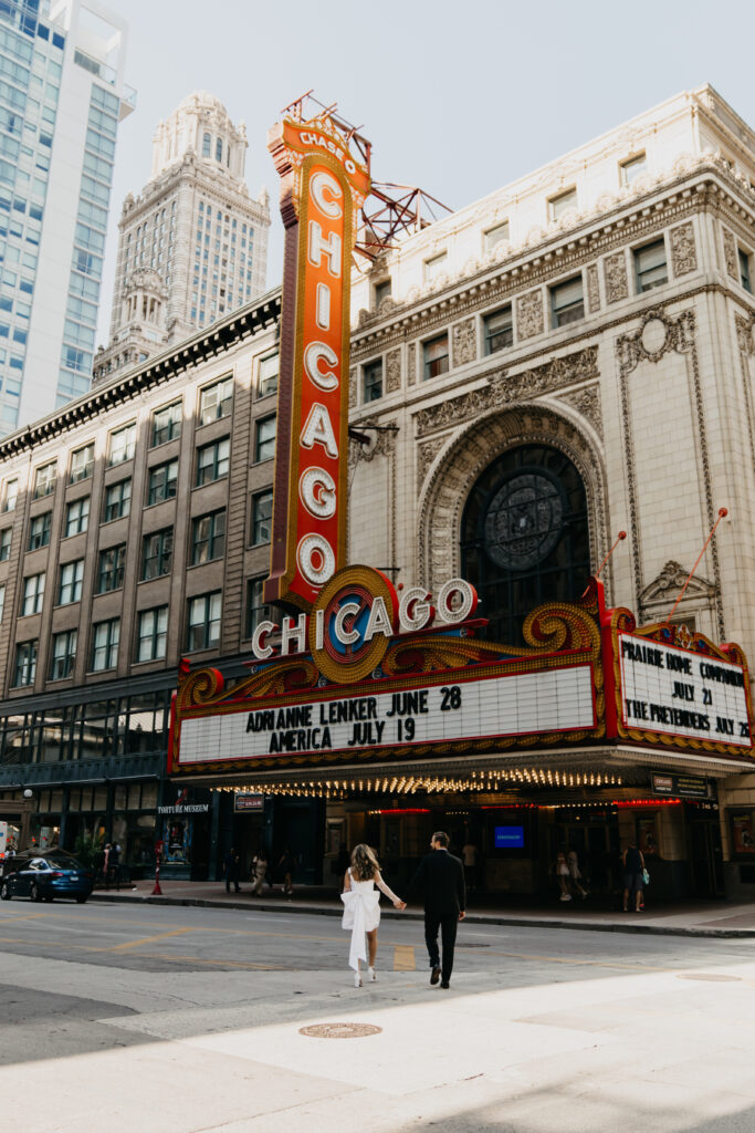 Chicago Engagement Photos at The Chicago Theatre