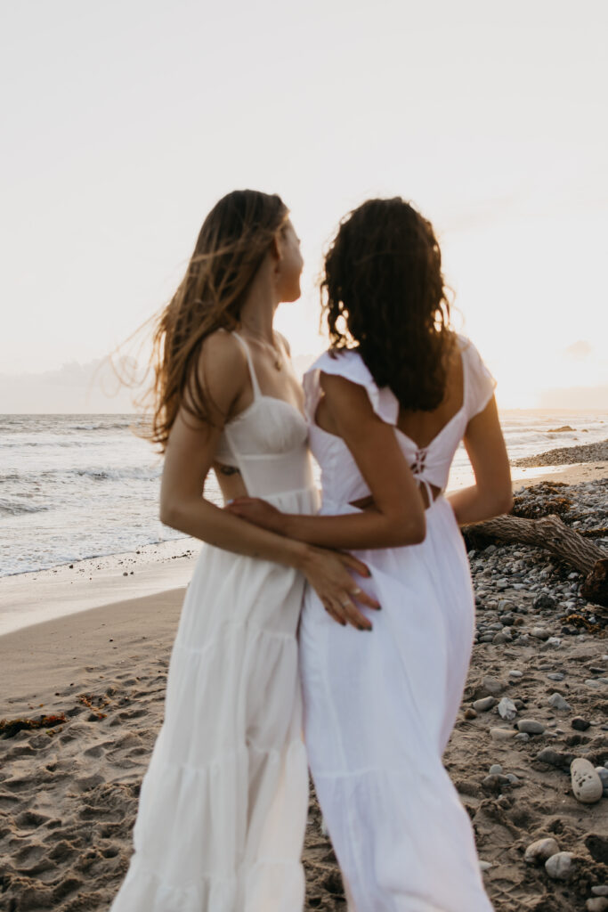 Santa Barbara Couples Photos of Amelia and Ila by the beach