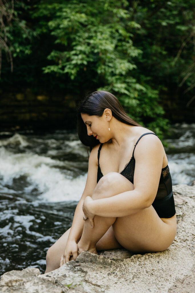 Outdoor Boudoir Photos by the Falls