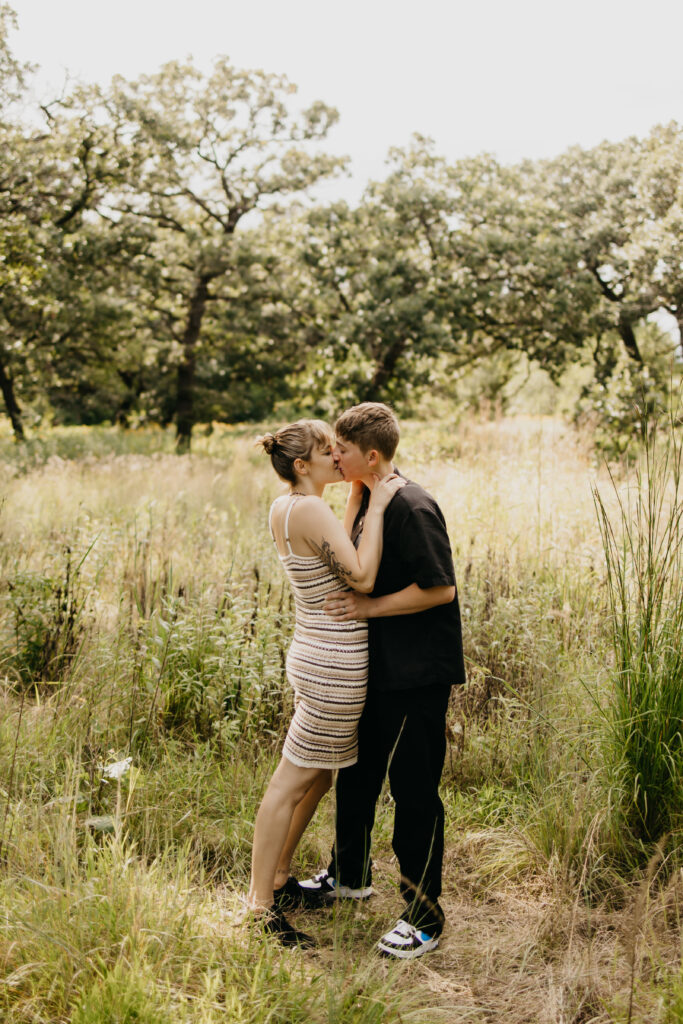 Minneapolis Surprise Proposal Photos at a forest and field location