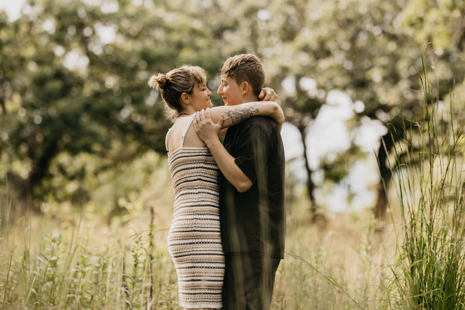 Minneapolis Surprise Proposal Photos at a forest and field location