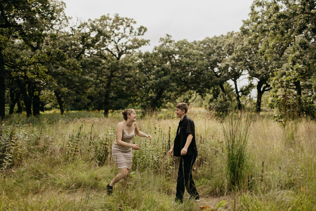 Minneapolis Surprise Proposal Photos at a forest and field location