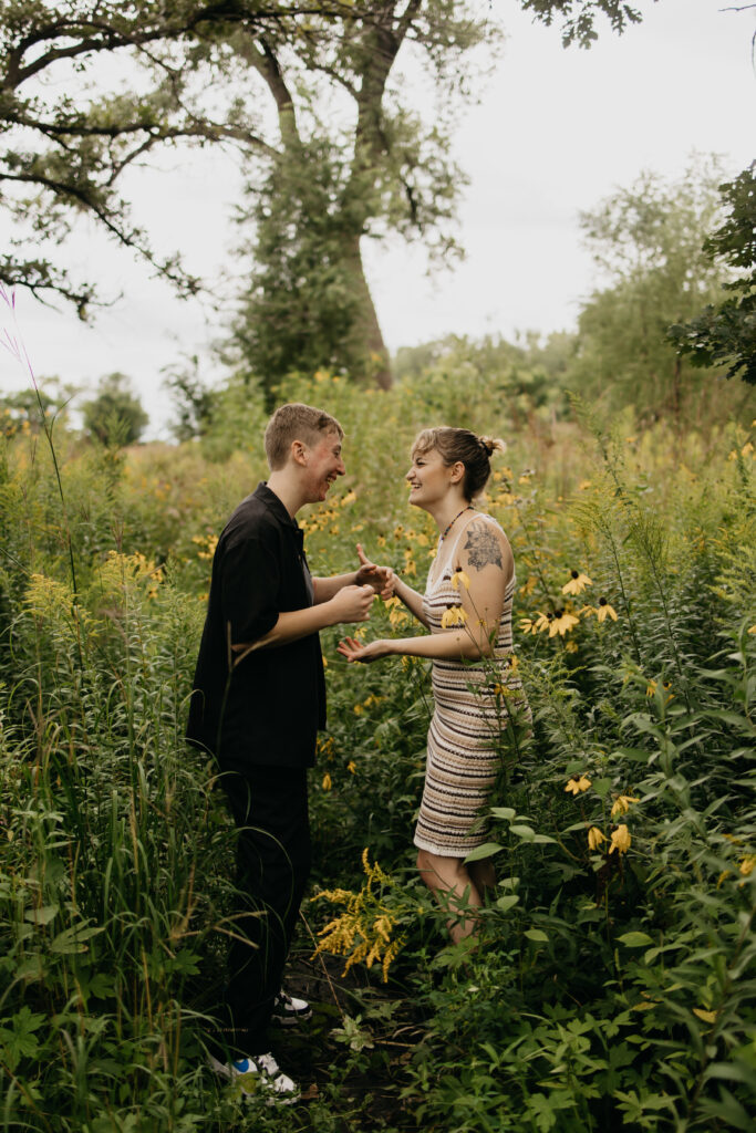 Minneapolis Surprise Proposal Photos at a forest and field location