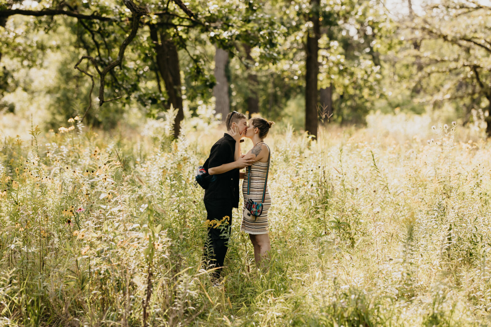 Minneapolis Surprise Proposal Photos at a forest and field location