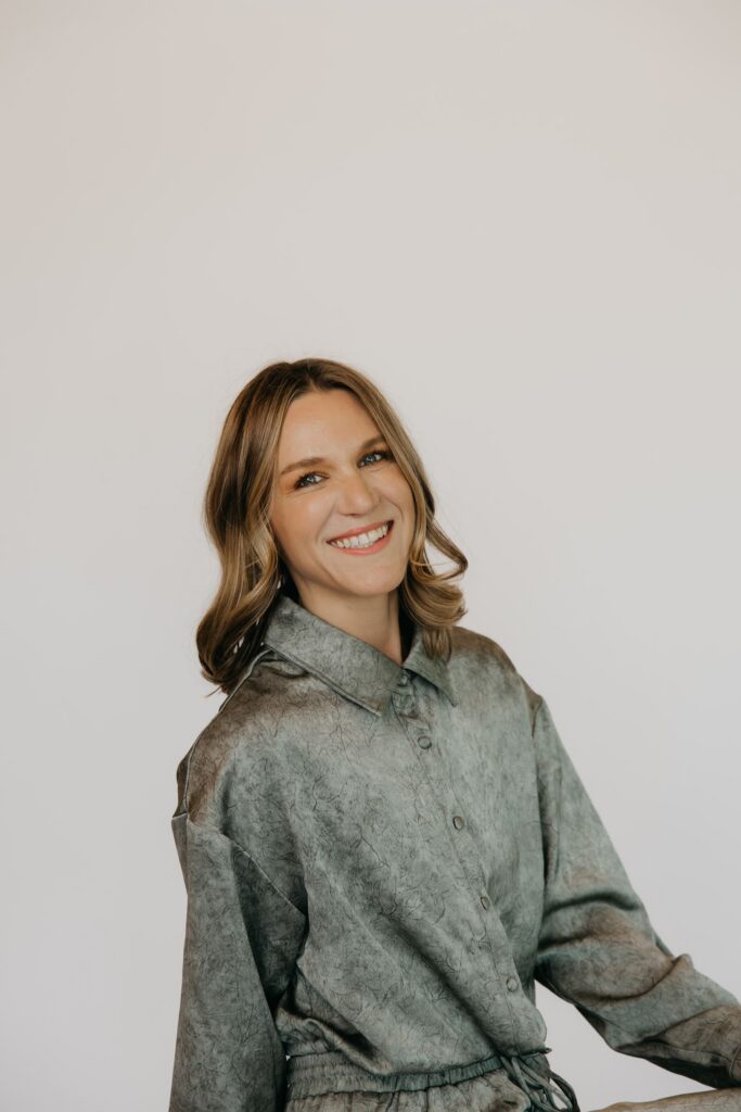MIMC provider portrait in green shirt during integrative medicine brand photography Minneapolis